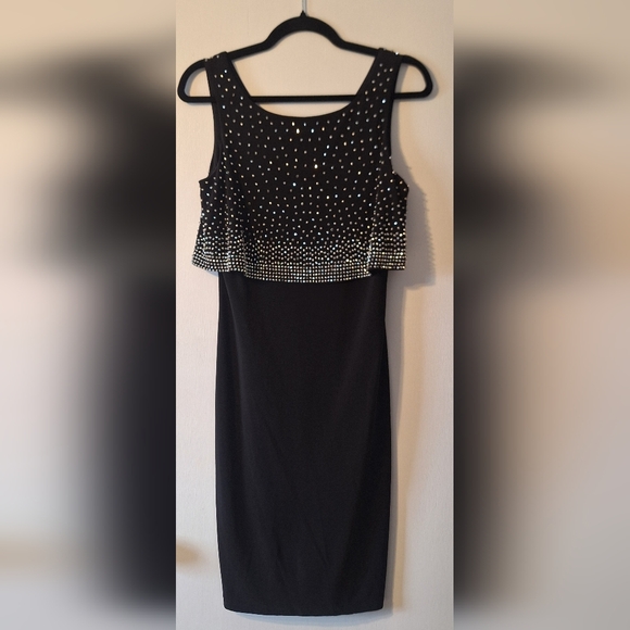 Joseph Ribkoff Black and Silver Sparkle Dress - Picture 9 of 10